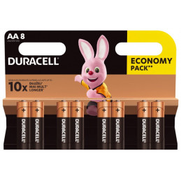 8 Piles Alcaline Duracell AA / LR6
