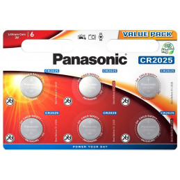 6 Piles Bouton Lithium Panasonic 3V / CR2025
