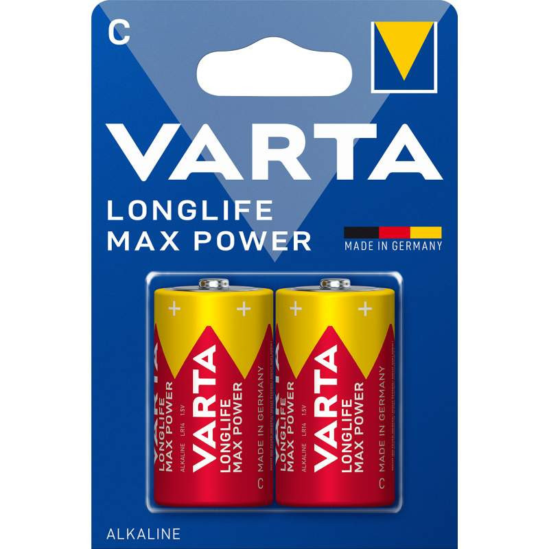 2 Piles Alcaline Varta Longlife Max Power C / LR14