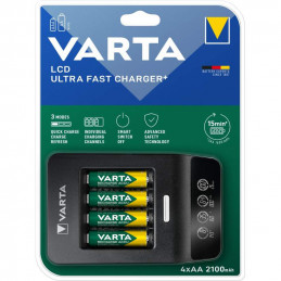 Chargeur Varta LCD Ultra Fast+ avec 4 piles AA 2100mAh