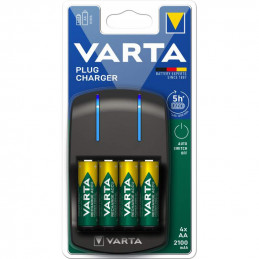 Chargeur Varta Plug avec 4 piles AA 2100mAh