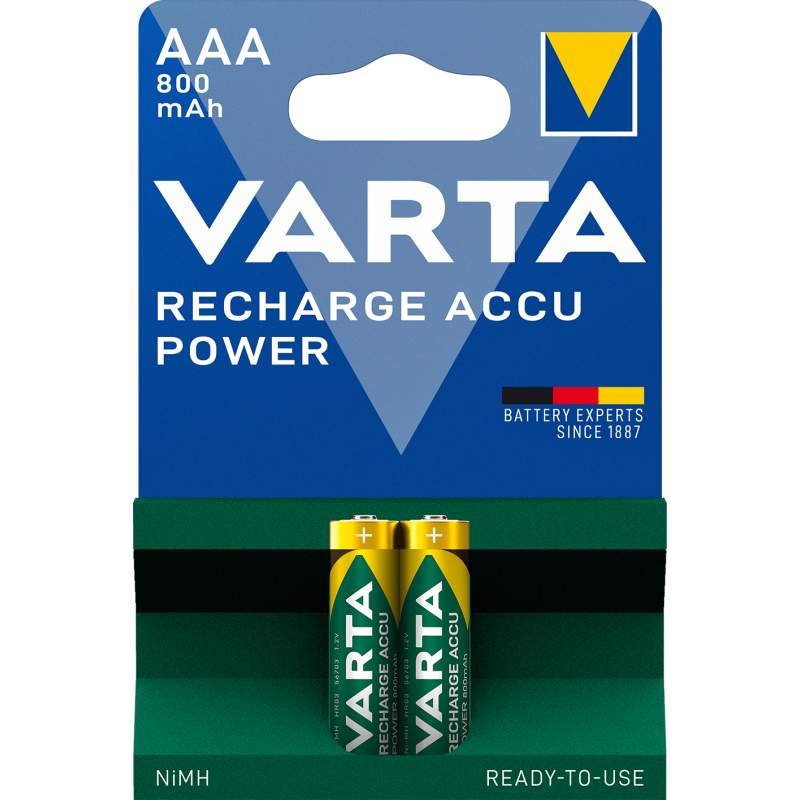 2 PILES AAA VARTA RECHARGEABLES ACCU POWER HR03 Professional, 800mAh –  MONDUINO