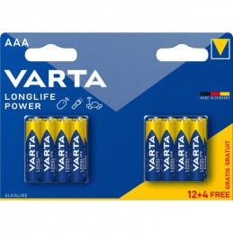16 Piles Alcaline Varta Longlife Power AAA / LR6