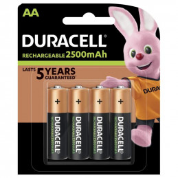4 Piles Rechargeables Duracell 2500mAh AA / HR6