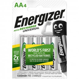 4 Piles Rechargeables Energizer Universal 1300mAh AA / HR6