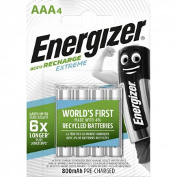 4 Piles Rechargeables Energizer Extreme 800mAh AAA / HR03