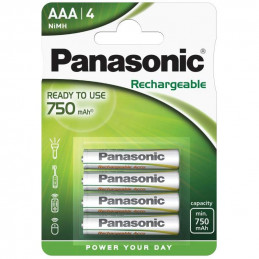 4 Piles Rechargeables Panasonic 750mAh AAA / HR03