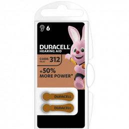 6 Piles Auditives Duracell Hearing Aid 312 / PR41