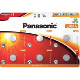 6 Piles Alcaline Panasonic 1,5V LR44 / V13GA / A76